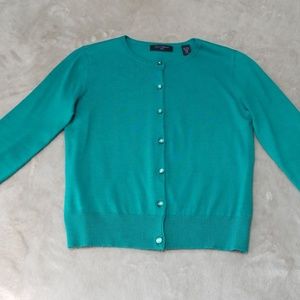 Context petite size S button down silk teal cardig